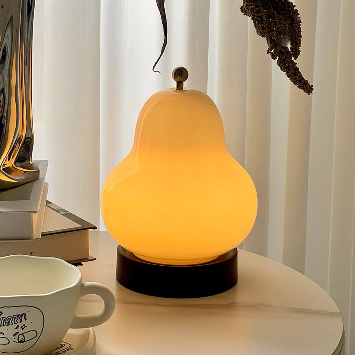 Pear Shaped Cordless Table Lamp Rechargeable Warm LED Accent Light