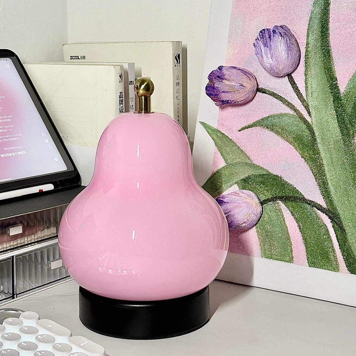 Pear Shaped Cordless Table Lamp Rechargeable Warm LED Accent Light