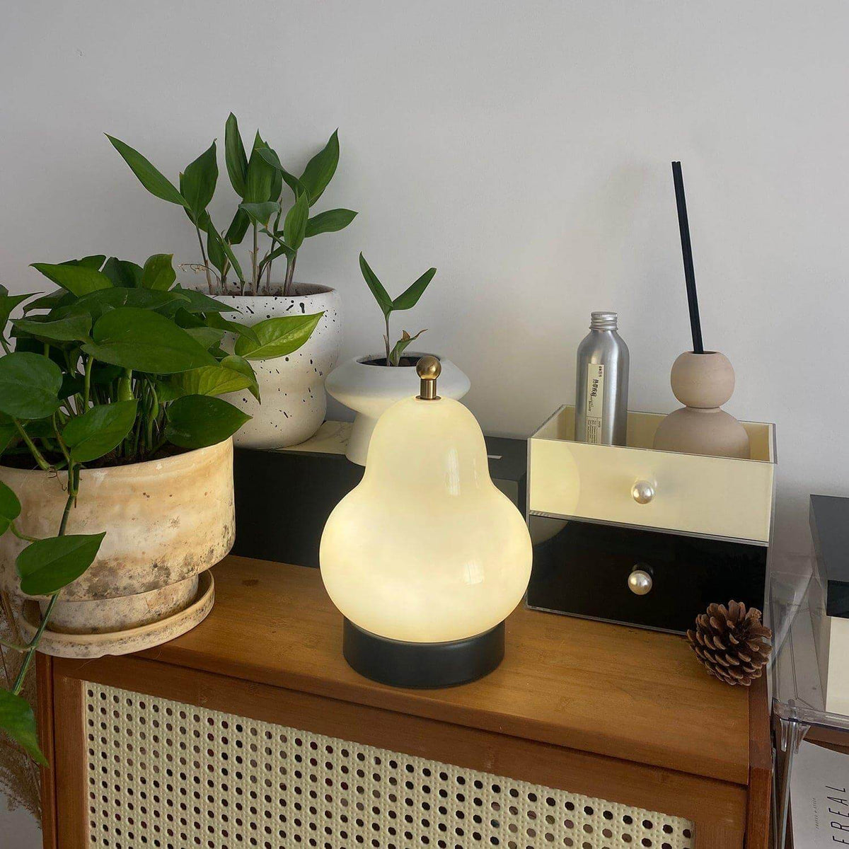 Pear Shaped Cordless Table Lamp Rechargeable Warm LED Accent Light