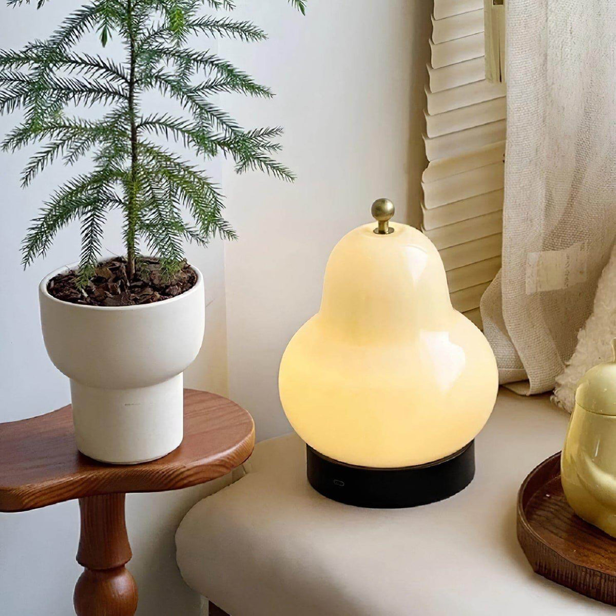 Pear Shaped Cordless Table Lamp Rechargeable Warm LED Accent Light