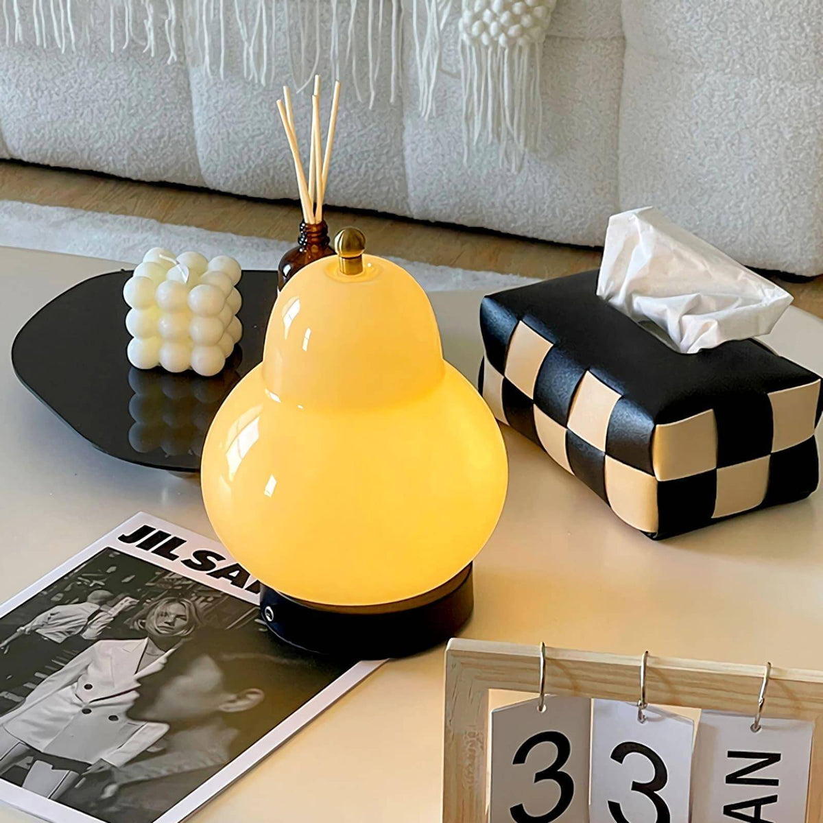Pear Shaped Cordless Table Lamp Rechargeable Warm LED Accent Light