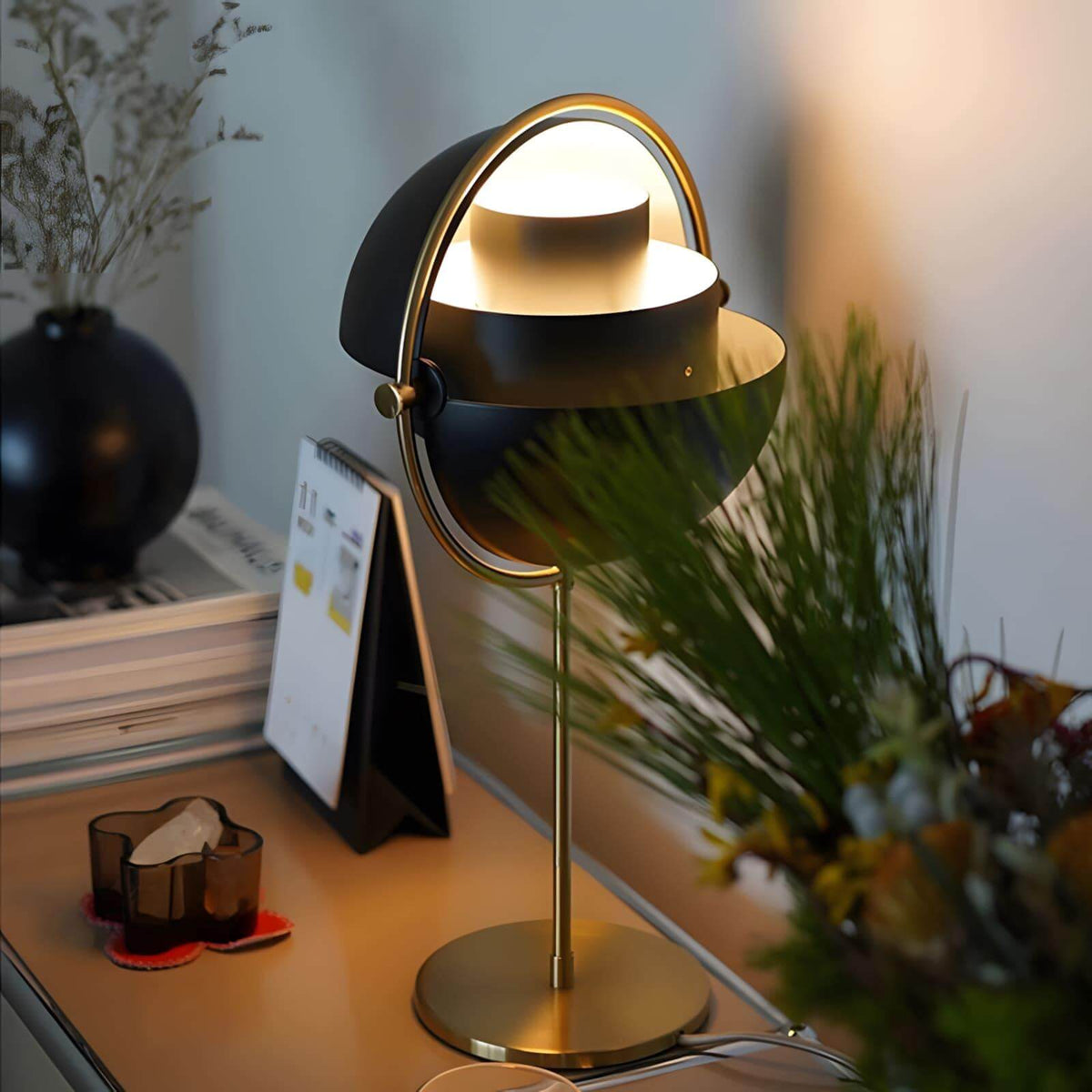 Deformed Ball Table Lamp Sculptural Ceramic Warm LED Accent Light