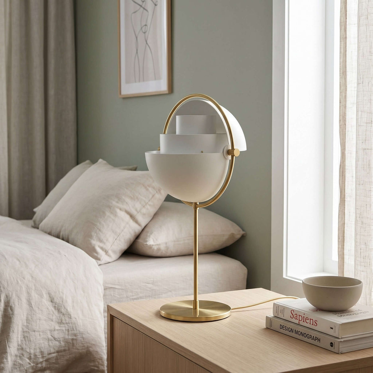 Deformed Ball Table Lamp Sculptural Ceramic Warm LED Accent Light