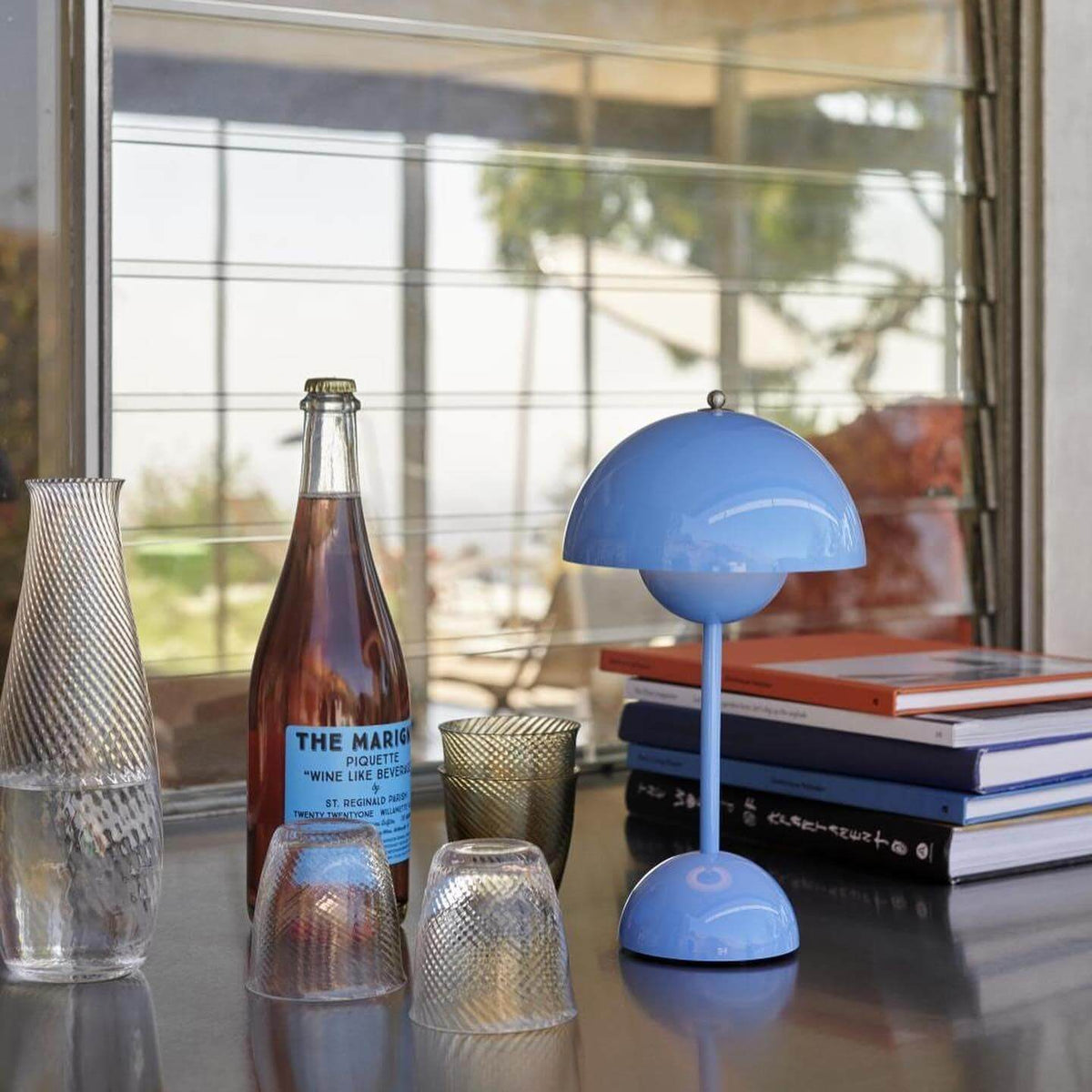 Flowerpot Cordless Rechargeable Table Lamp Dimmable Bedside Light