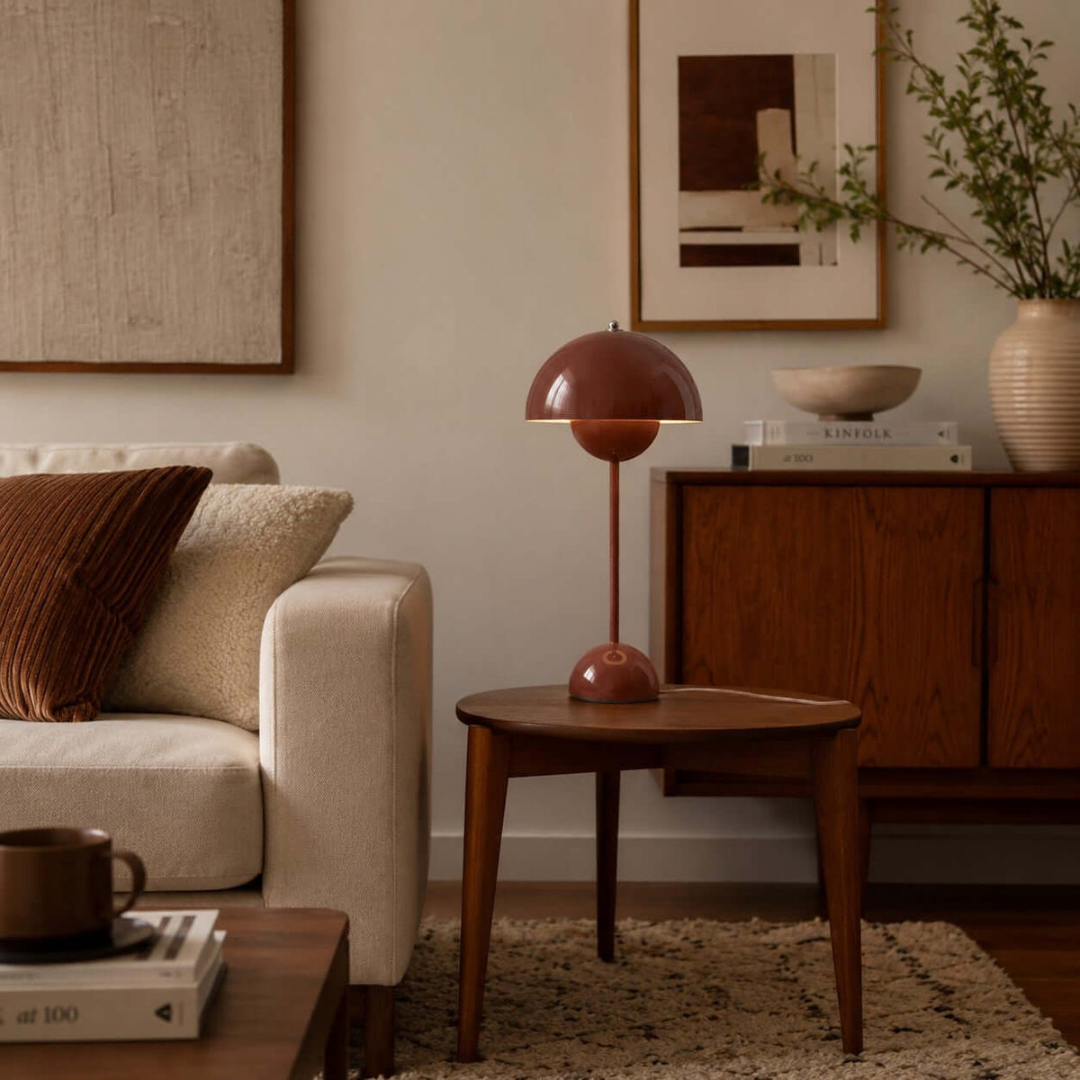 Flowerpot Table Lamp Metal Dome Shade Modern Bedside Light
