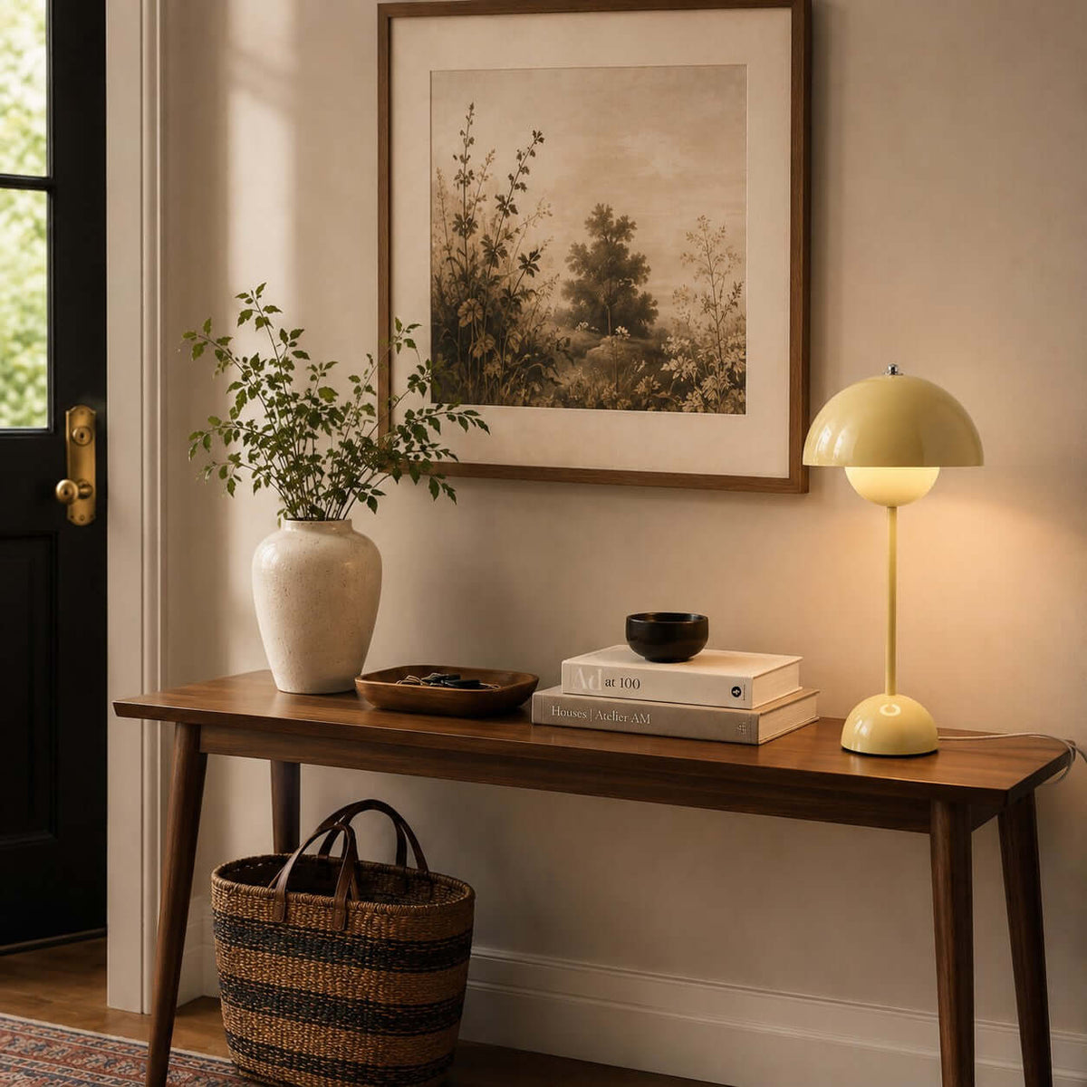 Flowerpot Table Lamp Metal Dome Shade Modern Bedside Light