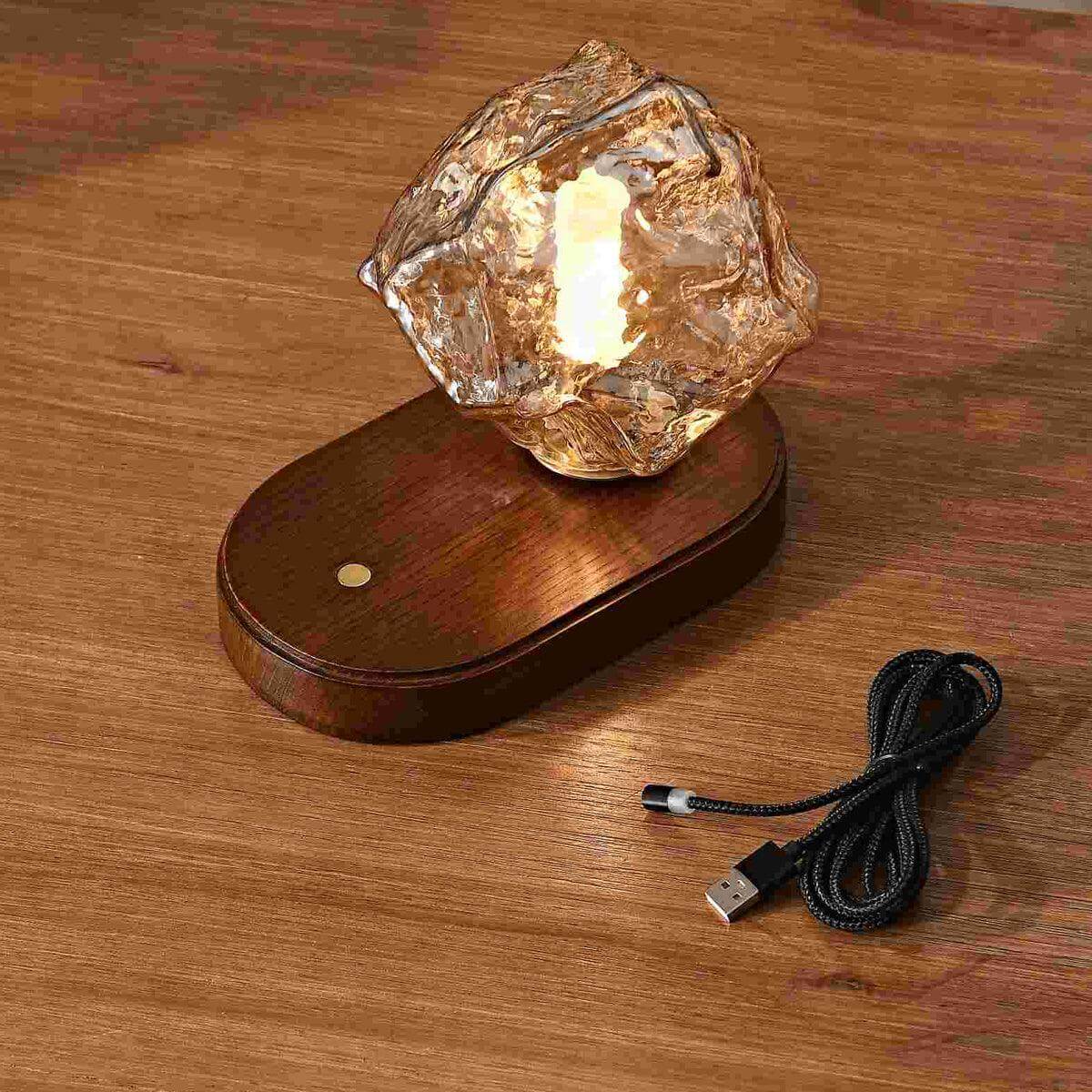Ice Stone Cordless Rechargeable Table Lamp Textured Portable LED Light