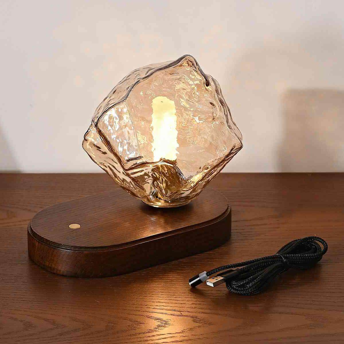 Ice Stone Cordless Rechargeable Table Lamp Textured Portable LED Light