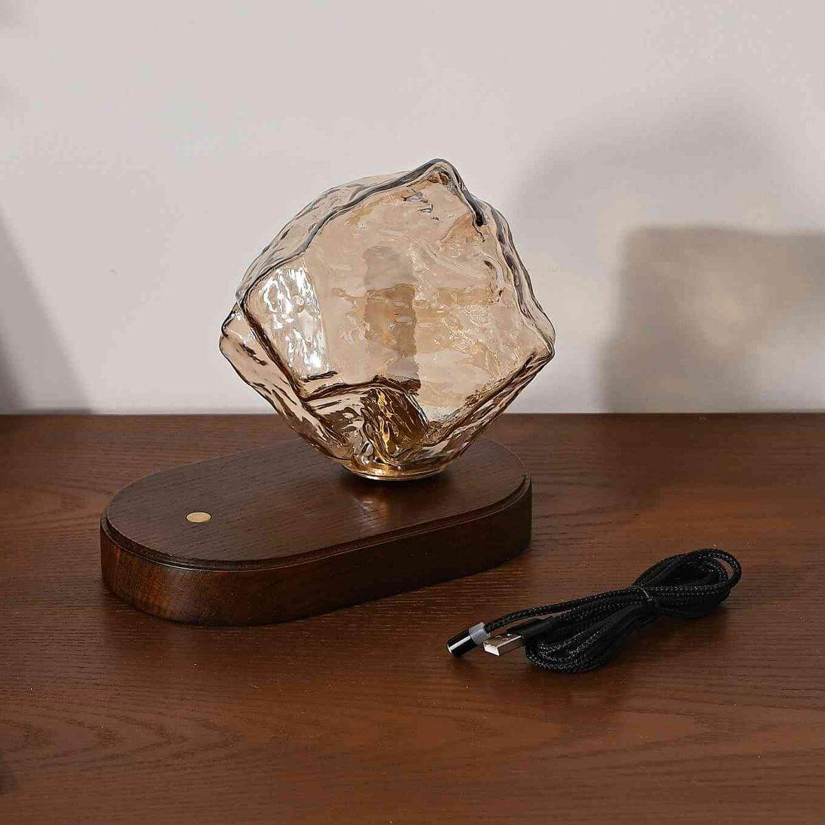 Ice Stone Cordless Rechargeable Table Lamp Textured Portable LED Light