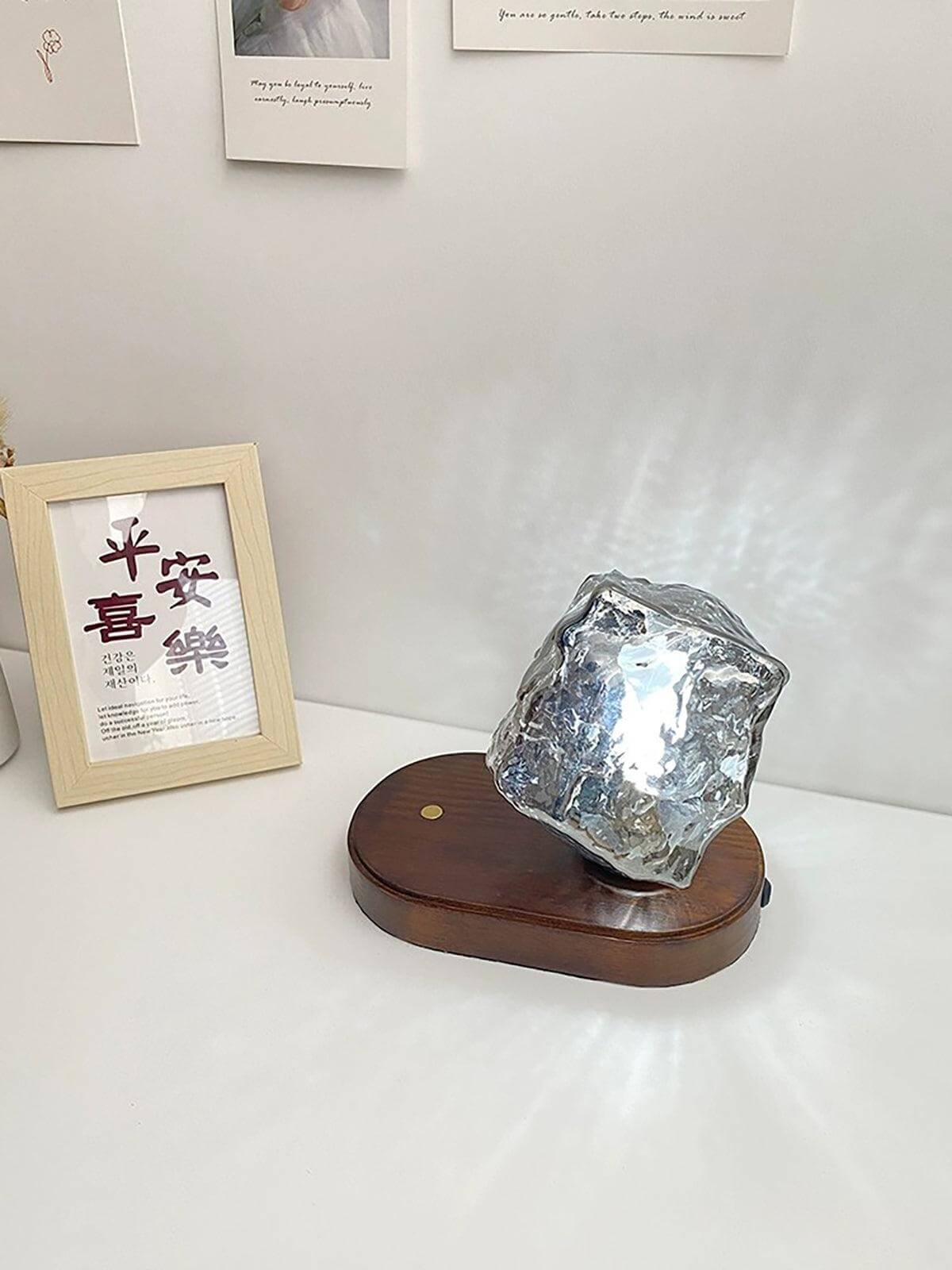 Ice Stone Cordless Rechargeable Table Lamp Textured Portable LED Light