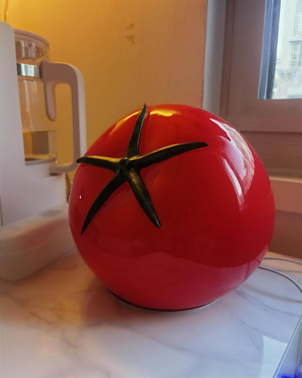 Tomato Modern Table Lamp Metal Shade Warm LED Accent Light
