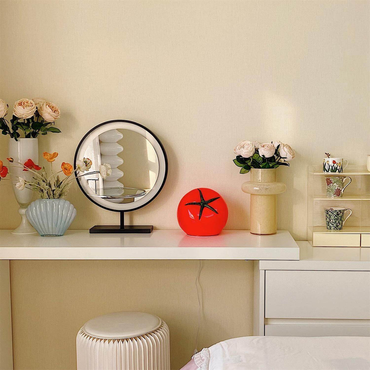 Tomato Modern Table Lamp Metal Shade Warm LED Accent Light
