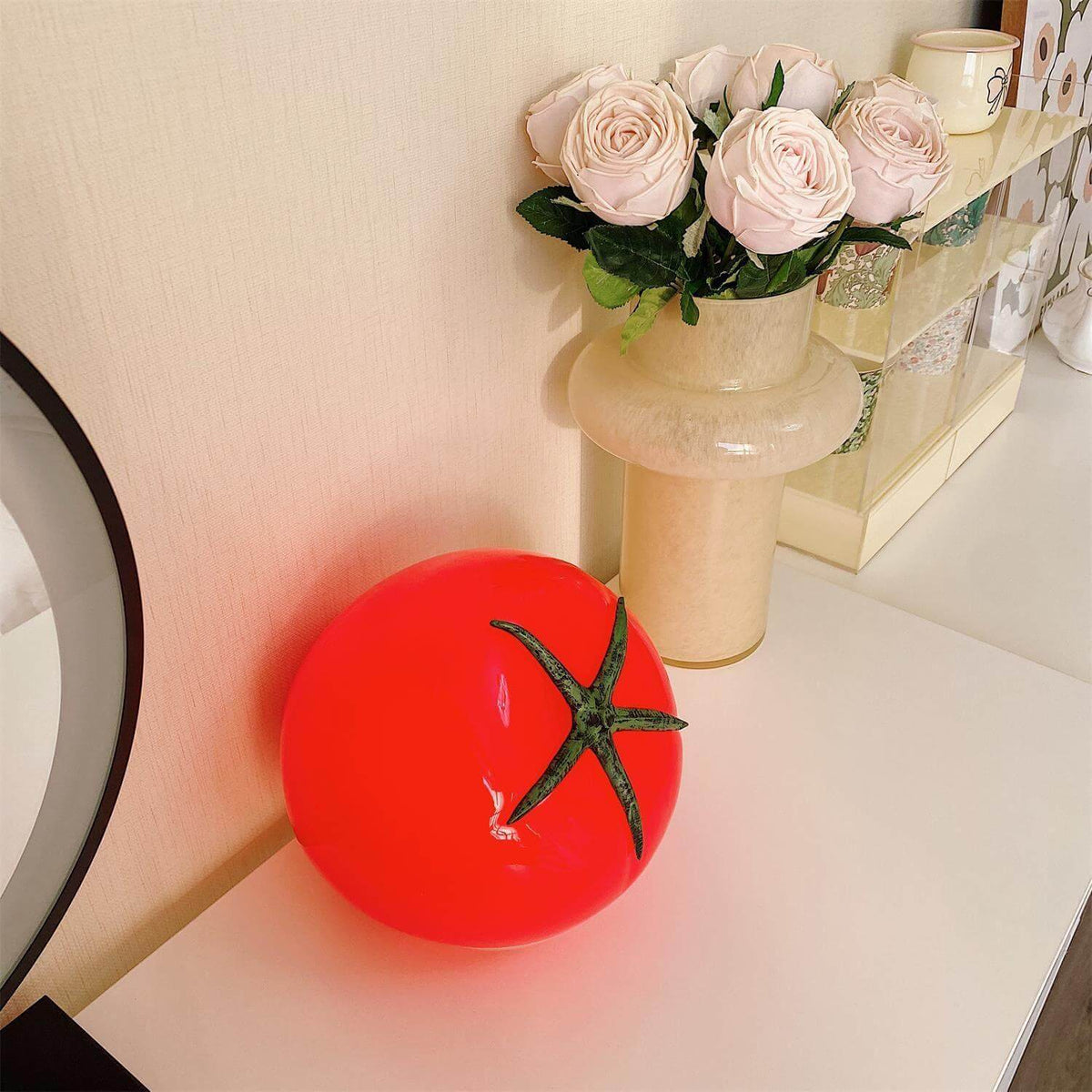 Tomato Modern Table Lamp Metal Shade Warm LED Accent Light