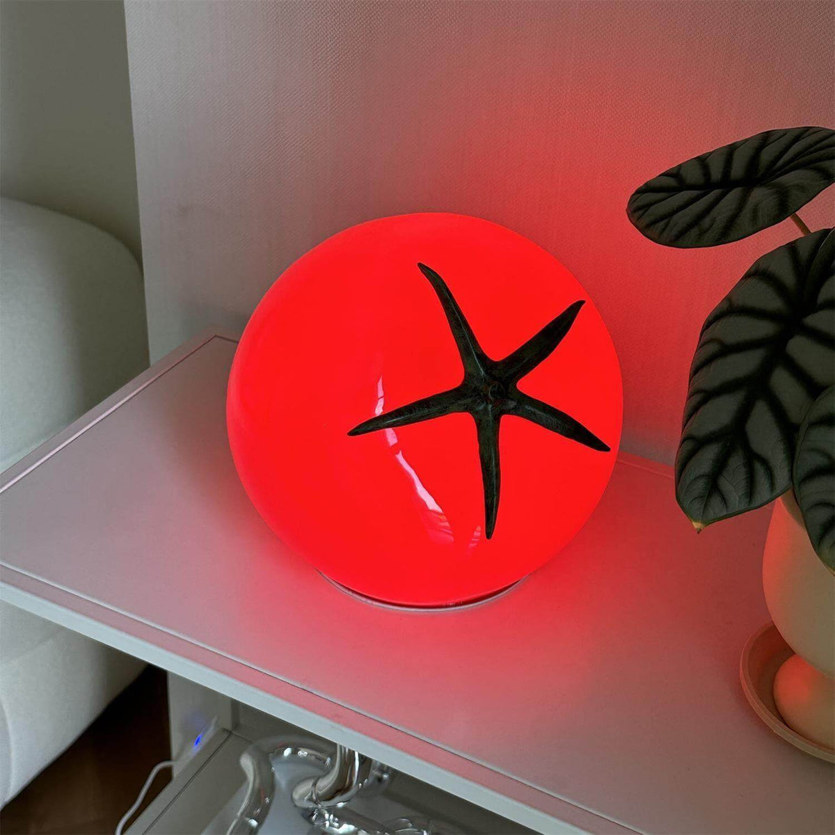 Tomato Modern Table Lamp Metal Shade Warm LED Accent Light