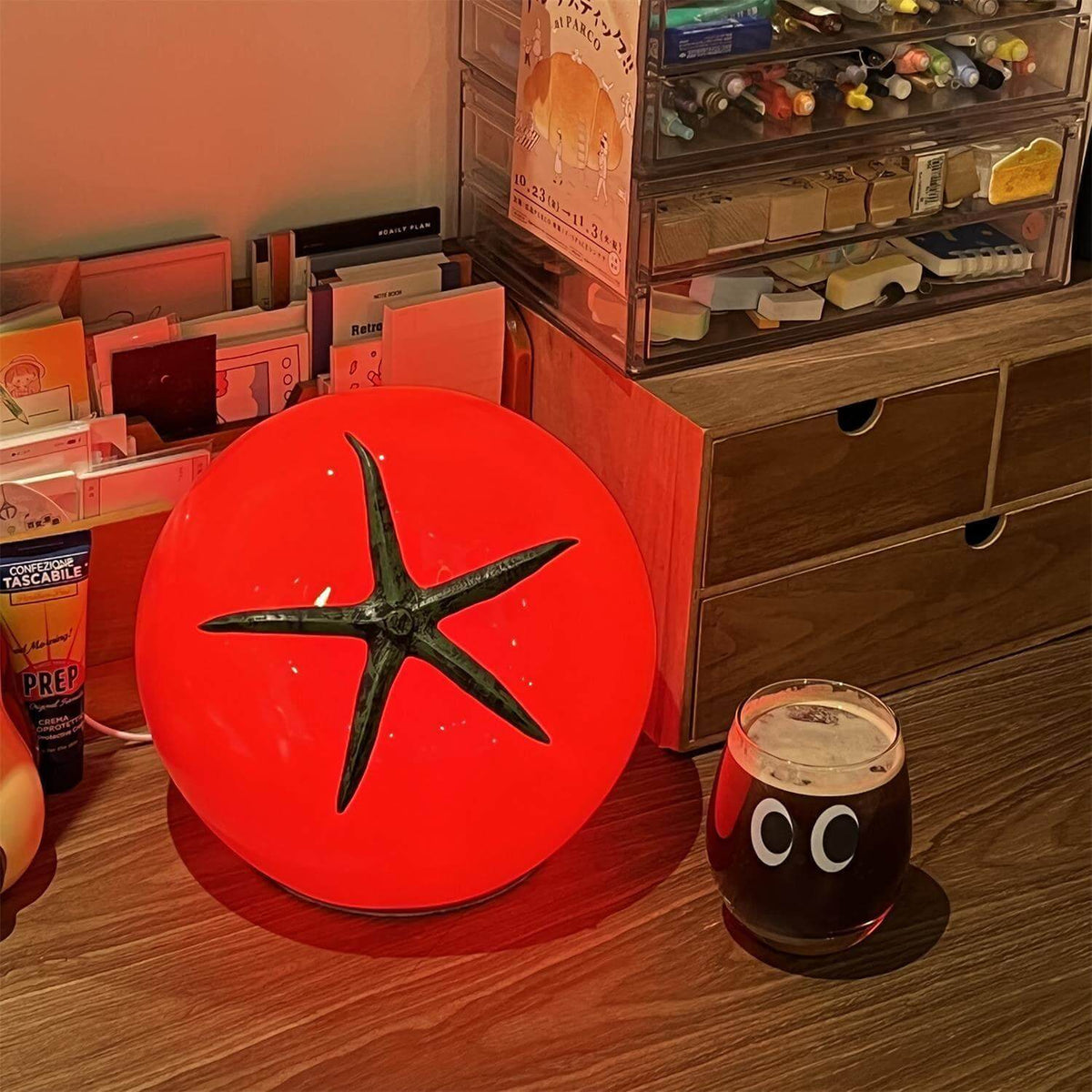 Tomato Modern Table Lamp Metal Shade Warm LED Accent Light