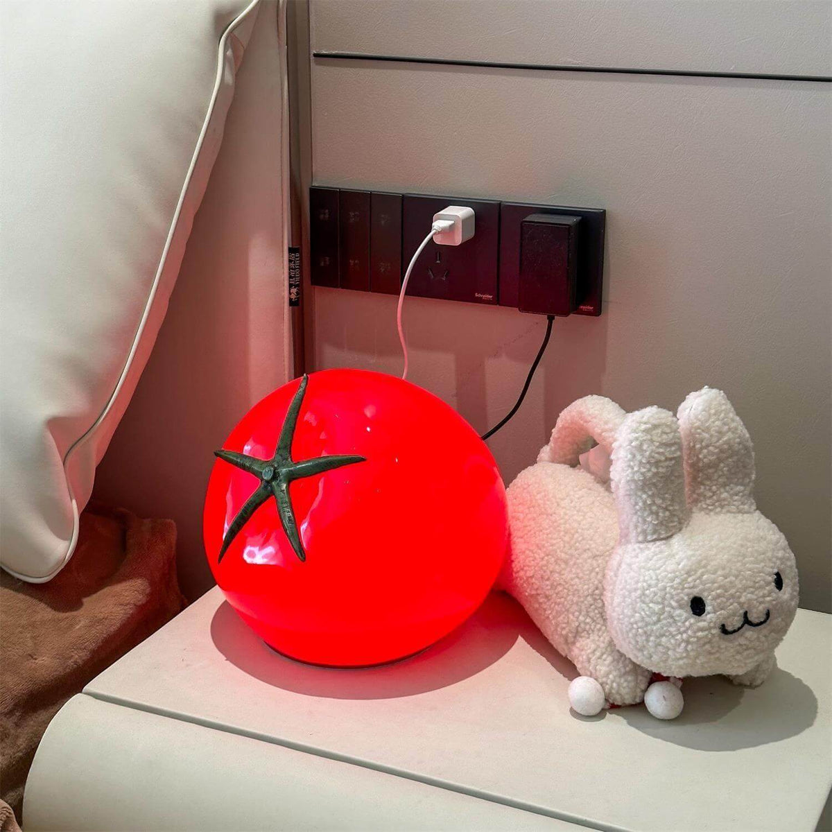 Tomato Modern Table Lamp Metal Shade Warm LED Accent Light