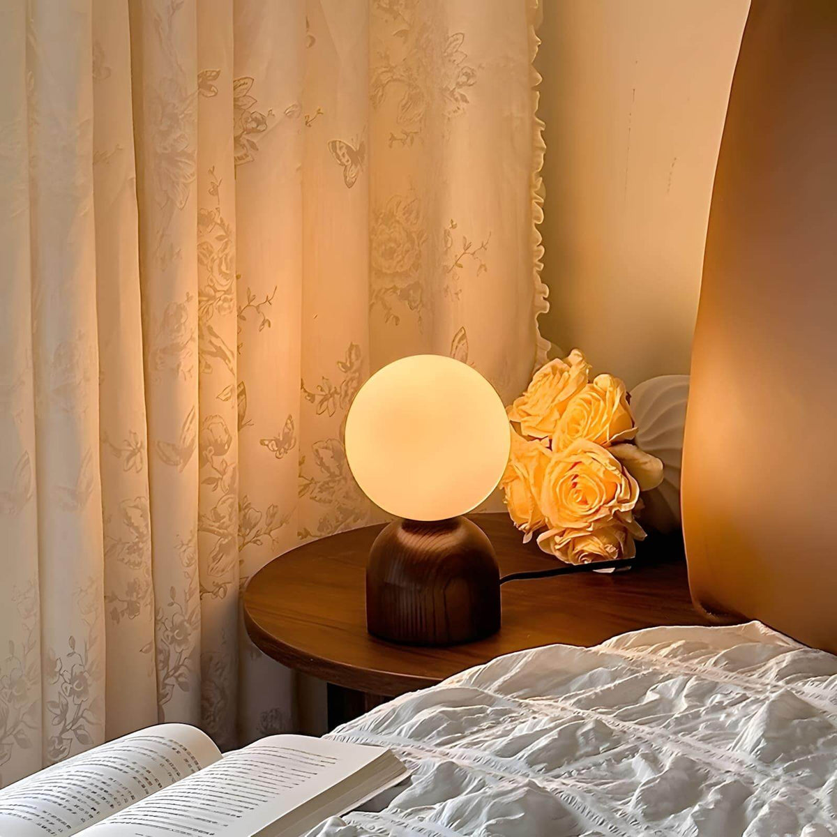 Wood Knuckle Table Lamp Adjustable Wooden Desk Reading Light