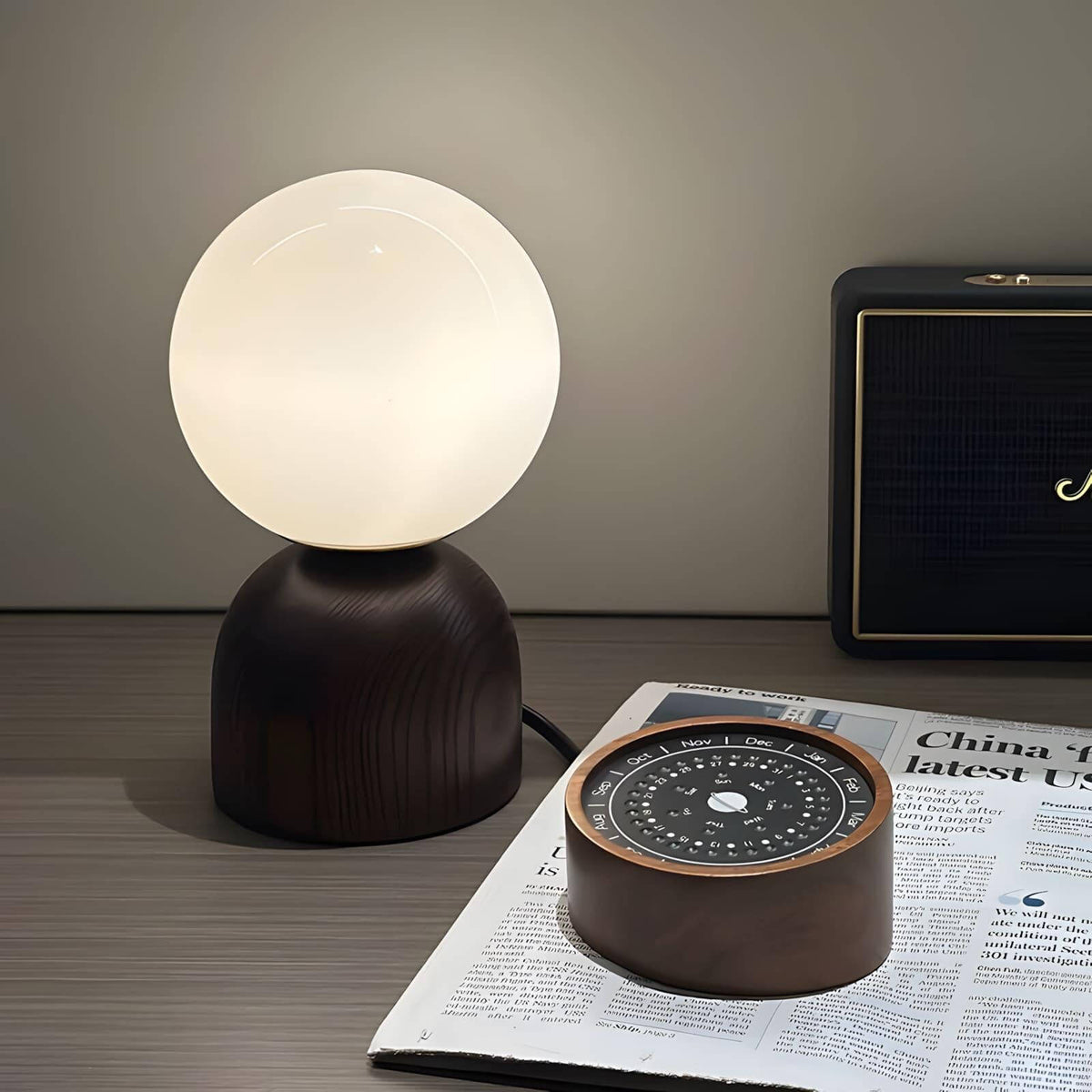 Wood Knuckle Table Lamp Adjustable Wooden Desk Reading Light