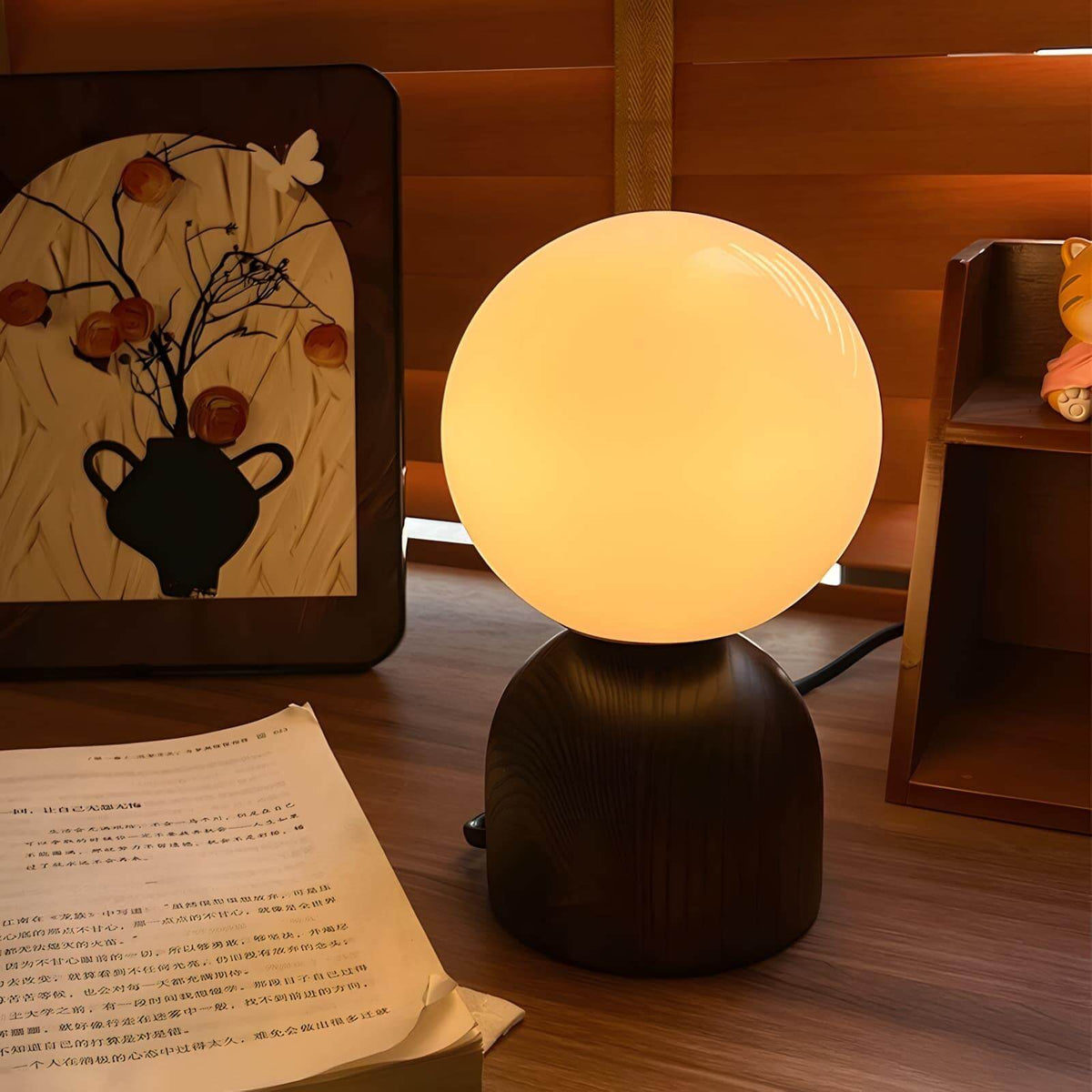 Wood Knuckle Table Lamp Adjustable Wooden Desk Reading Light