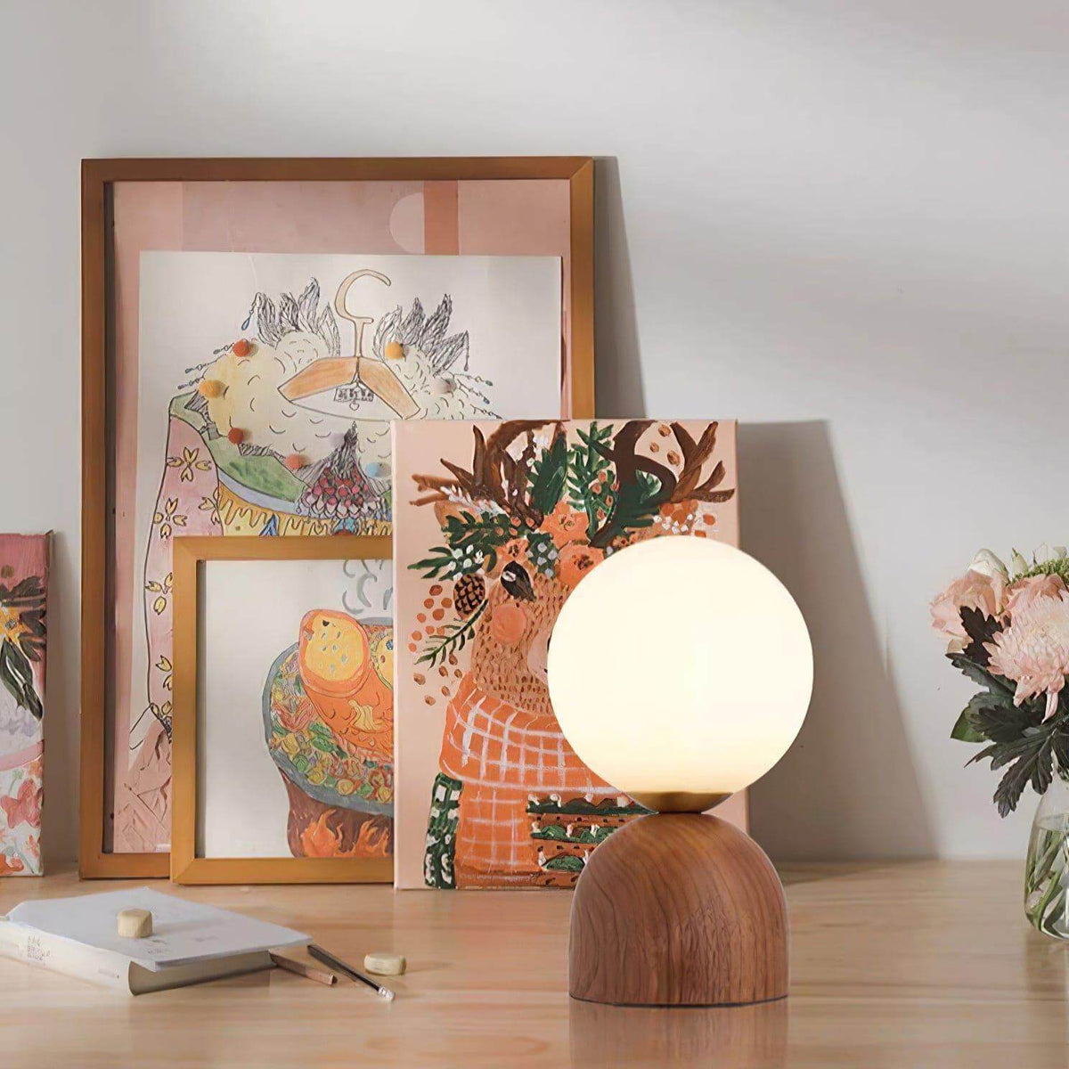 Wood Knuckle Table Lamp Adjustable Wooden Desk Reading Light
