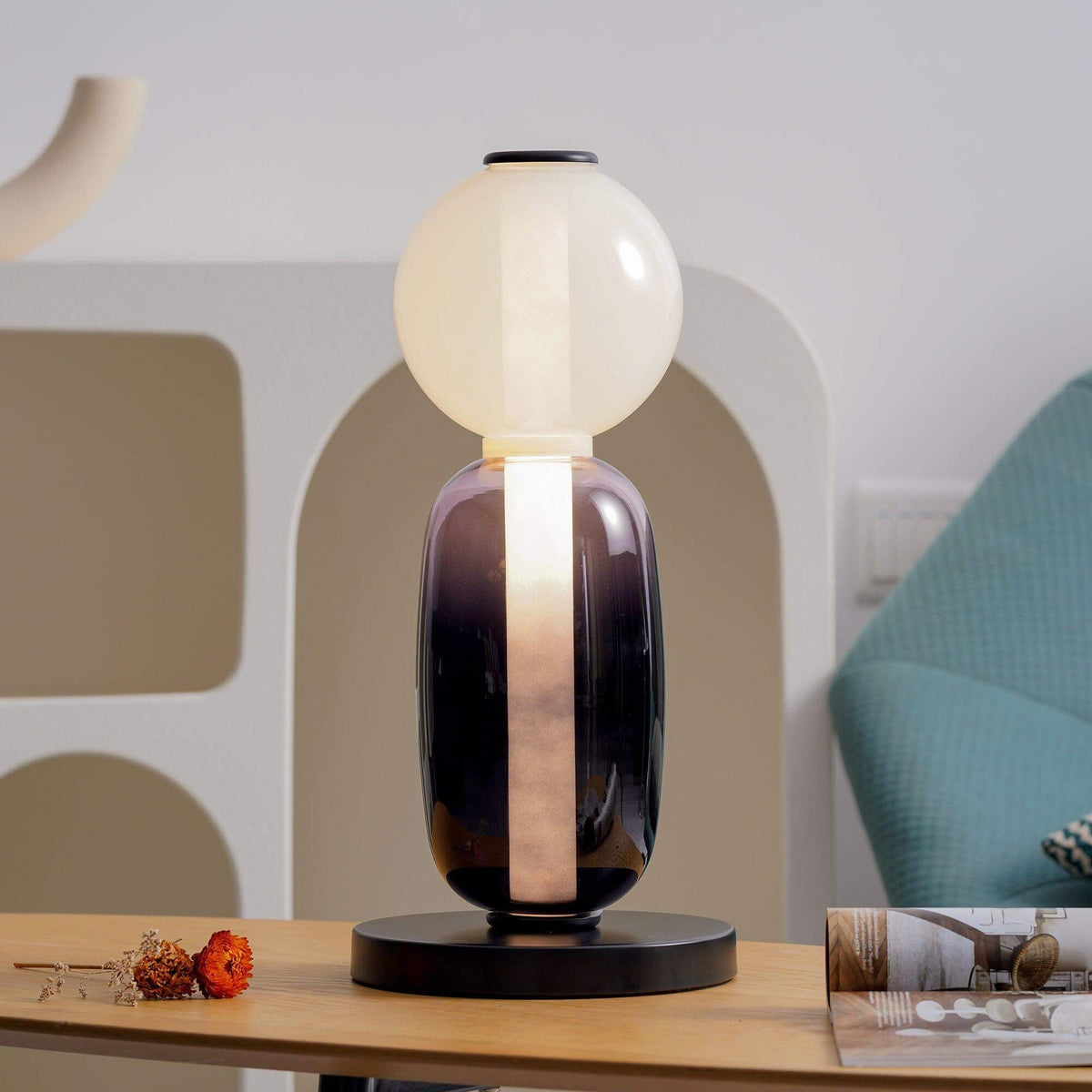 Candied Glass Table Lamp Hand Blown Textured Glass Ambient Light