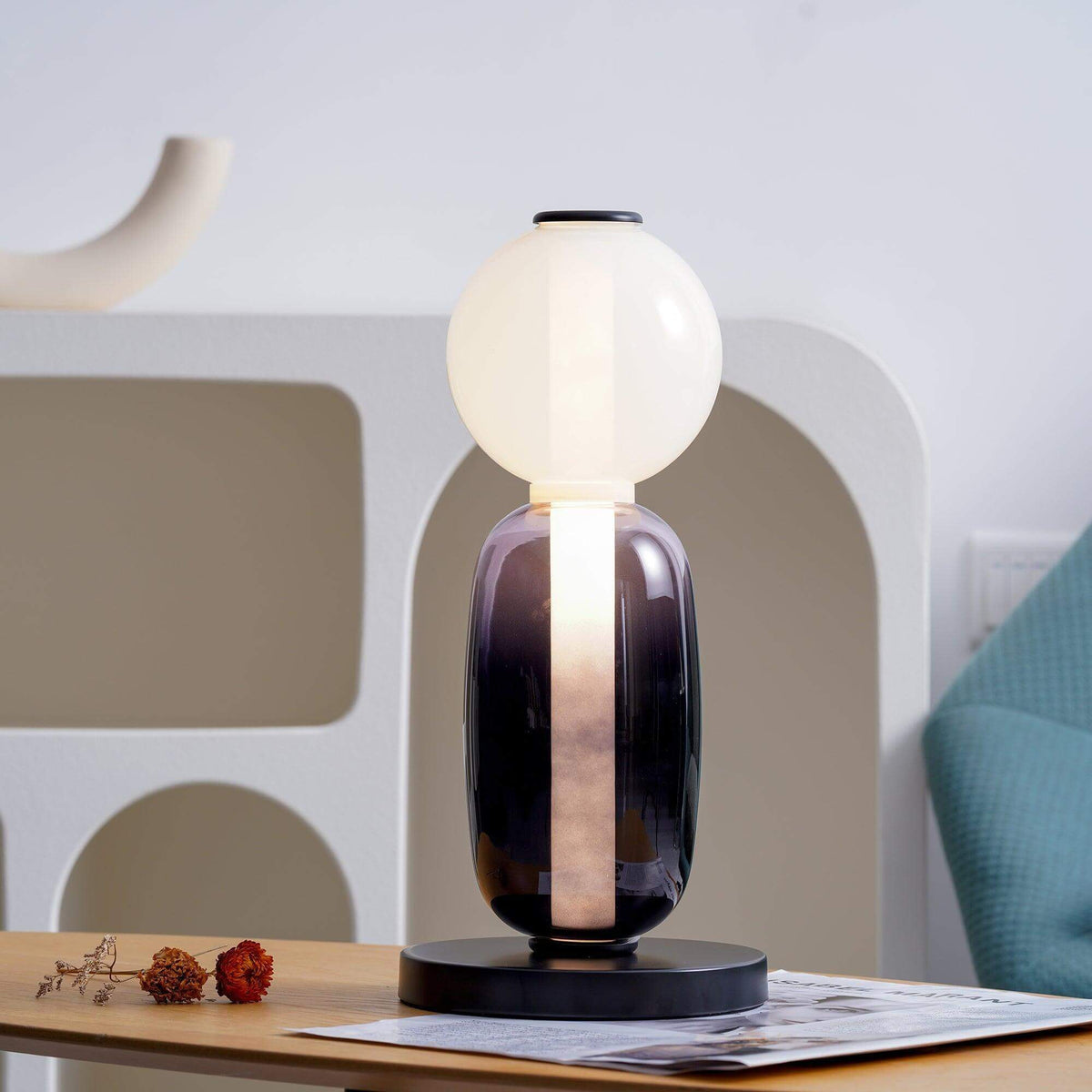 Candied Glass Table Lamp Hand Blown Textured Glass Ambient Light