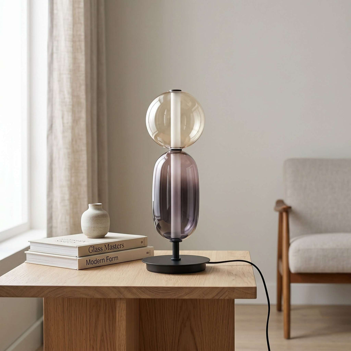 Candied Glass Table Lamp Hand Blown Textured Glass Ambient Light